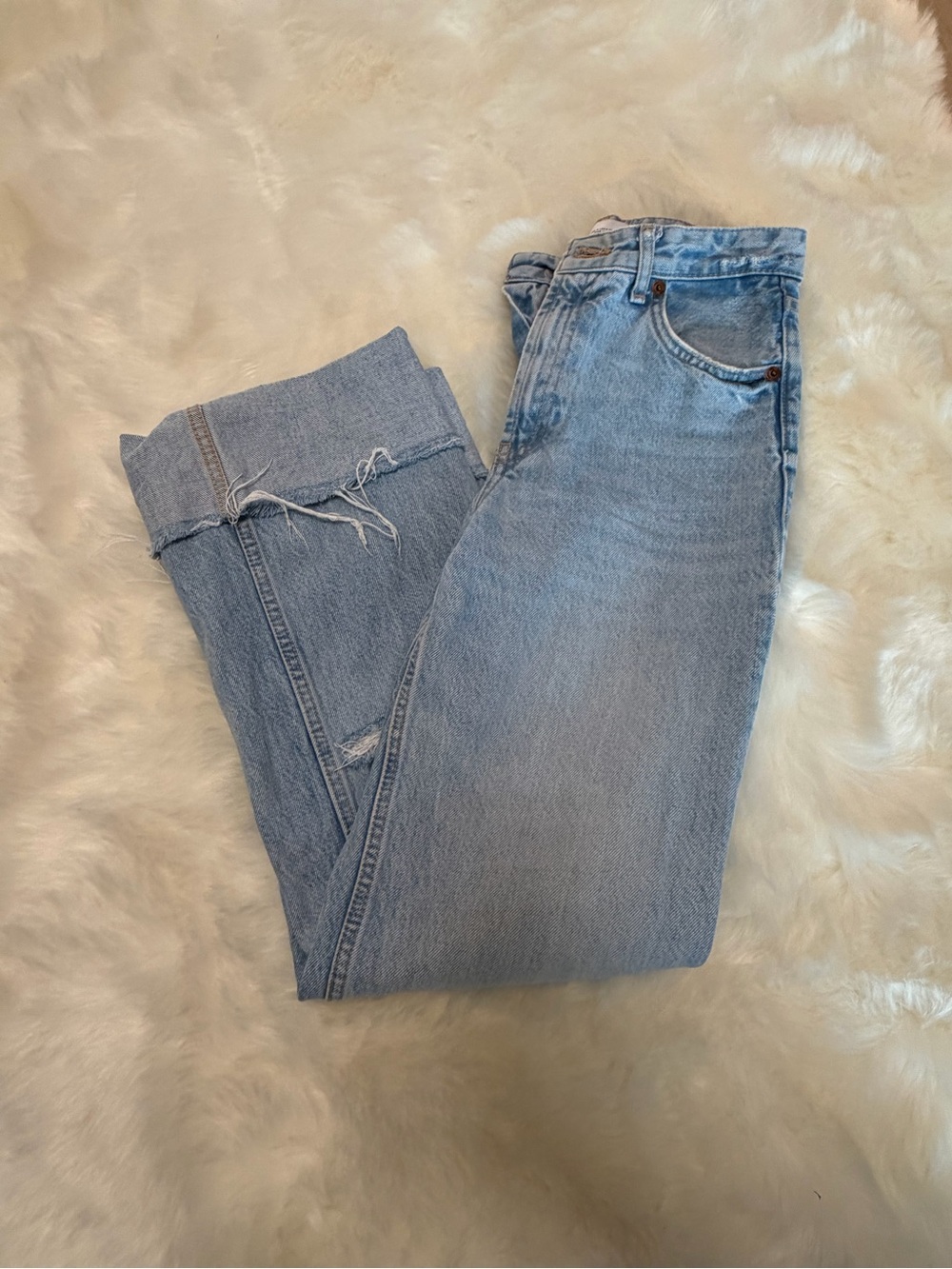 Zara Straight Leg Jeans - Light Blue Wash